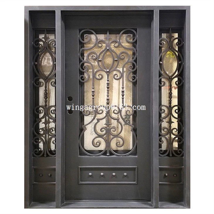 Sidelight Front Entry Double Custom Wrought Iron Door